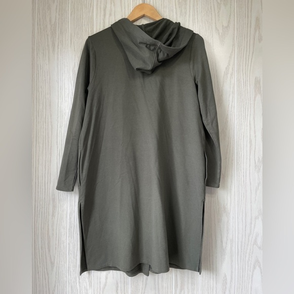 Pure Jill Hooded Jacket Sweater Medium Green Duster Cardigan Button - Picture 4 of 5